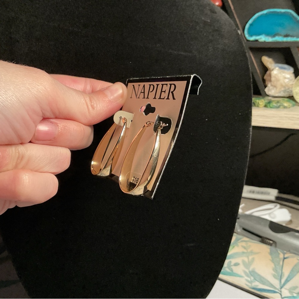 Napier Gold-Tone Teardrop Earrings - Picture 4 of 4